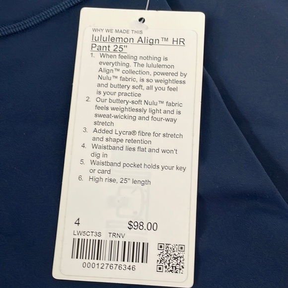 NWT Lululemon Align High-Rise Pant 25" True Navy Size 4 - Picture 5 of 13